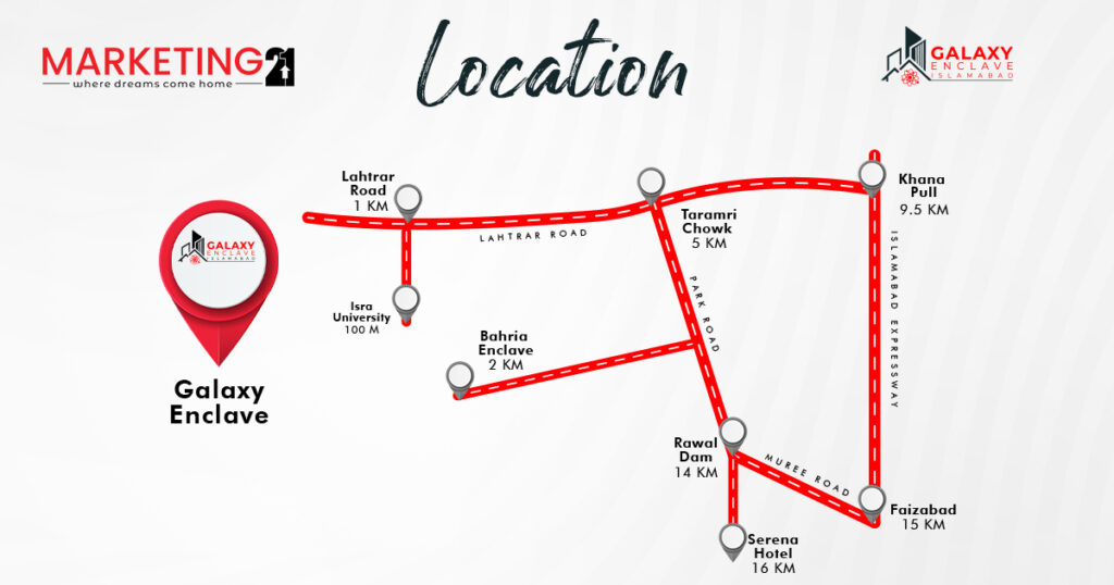 galaxy enclave location map show the luxurious location of this premium society